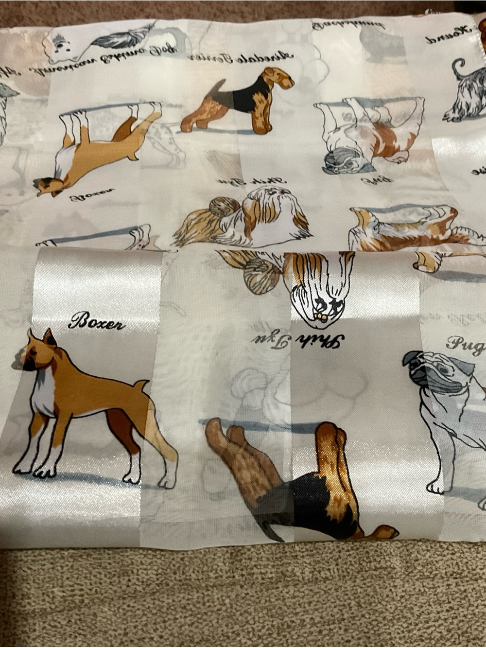Sheer White Stripe Dog Scarf Women's Hair Head Wrap Boxer Pug Shih Tzu Poodle